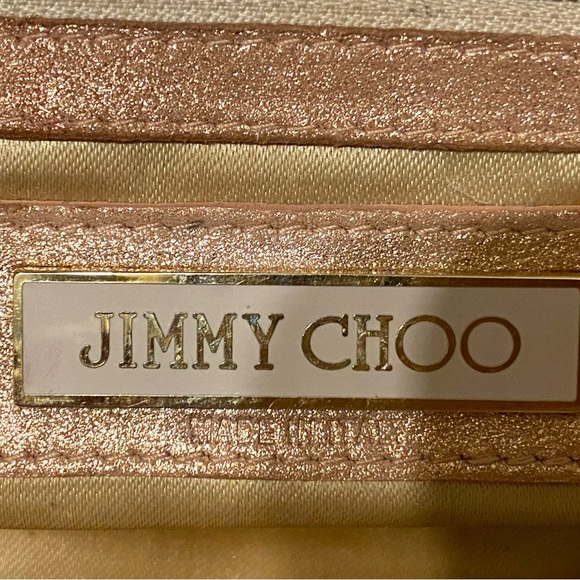 JIMMY CHOO Vintage Y2K Ballet Pink Metallic Suede/Leather Evening Bag Gold Strap - Picture 5 of 16